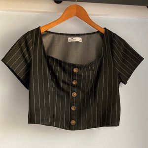 Hollister Pinstripe Short Sleeve Crop Top